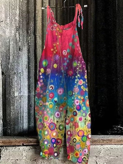 Jumpsuits for Women Print Animal Trug Life Square Neck Casual Daily Holiday Regular Fit Sleeveless Blue Purple Yellow S M L Spring Summer Fall