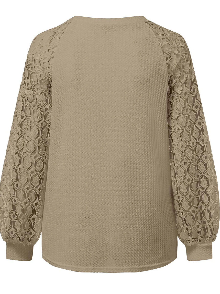 Women's Pullover Sweater Jumper Crew Neck Ribbed Knit Polyester Patchwork Summer Fall Outdoor Daily Going out Stylish Casual Soft Long Sleeve Solid Color Black Pink Navy Blue S M L