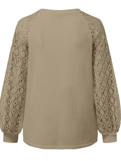 Women's Pullover Sweater Jumper Crew Neck Ribbed Knit Polyester Patchwork Summer Fall Outdoor Daily Going out Stylish Casual Soft Long Sleeve Solid Color Black Pink Navy Blue S M L