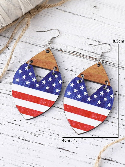 Independence Day Starry Striped Hook Earrings
