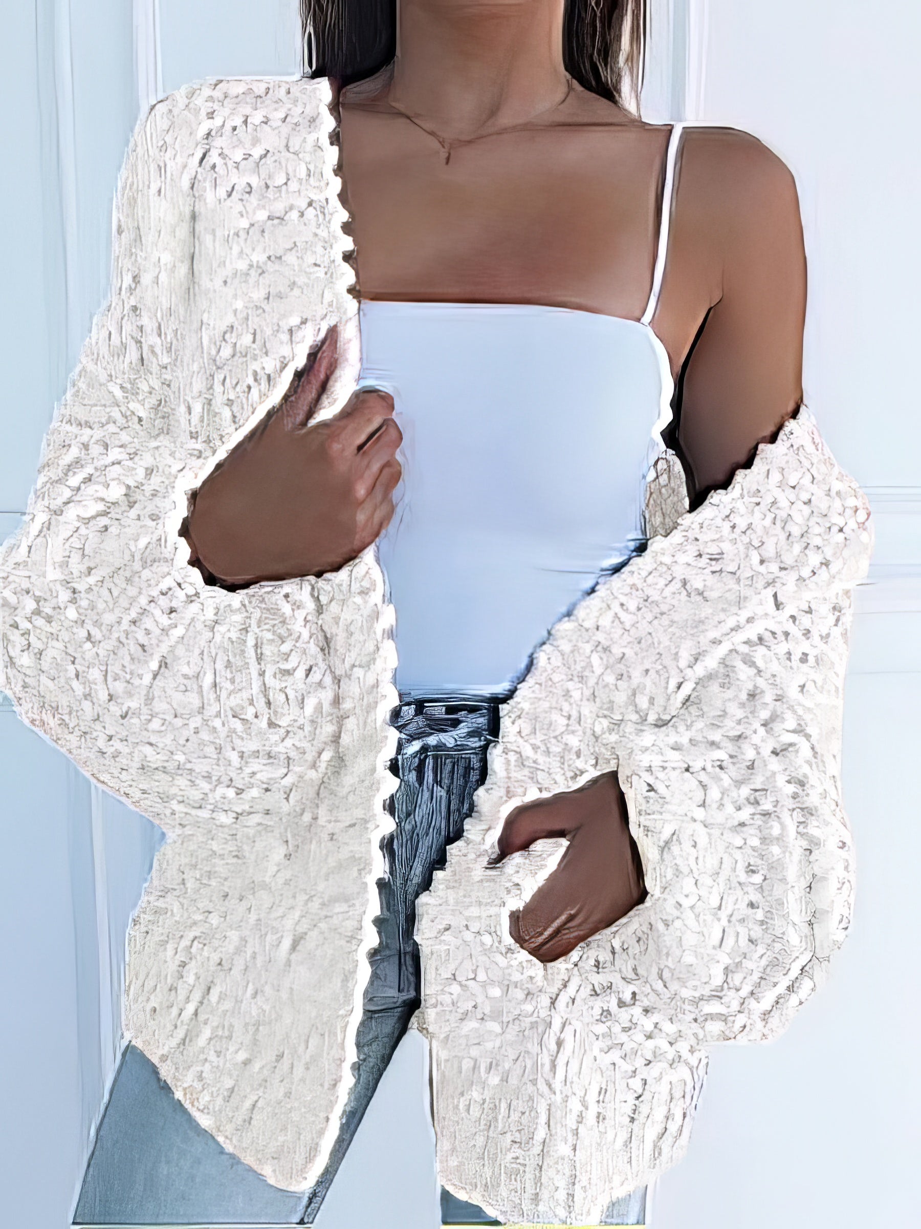 Cardigans - Knit Long Sleeve Loose Sweater Cardigan - MsDressly