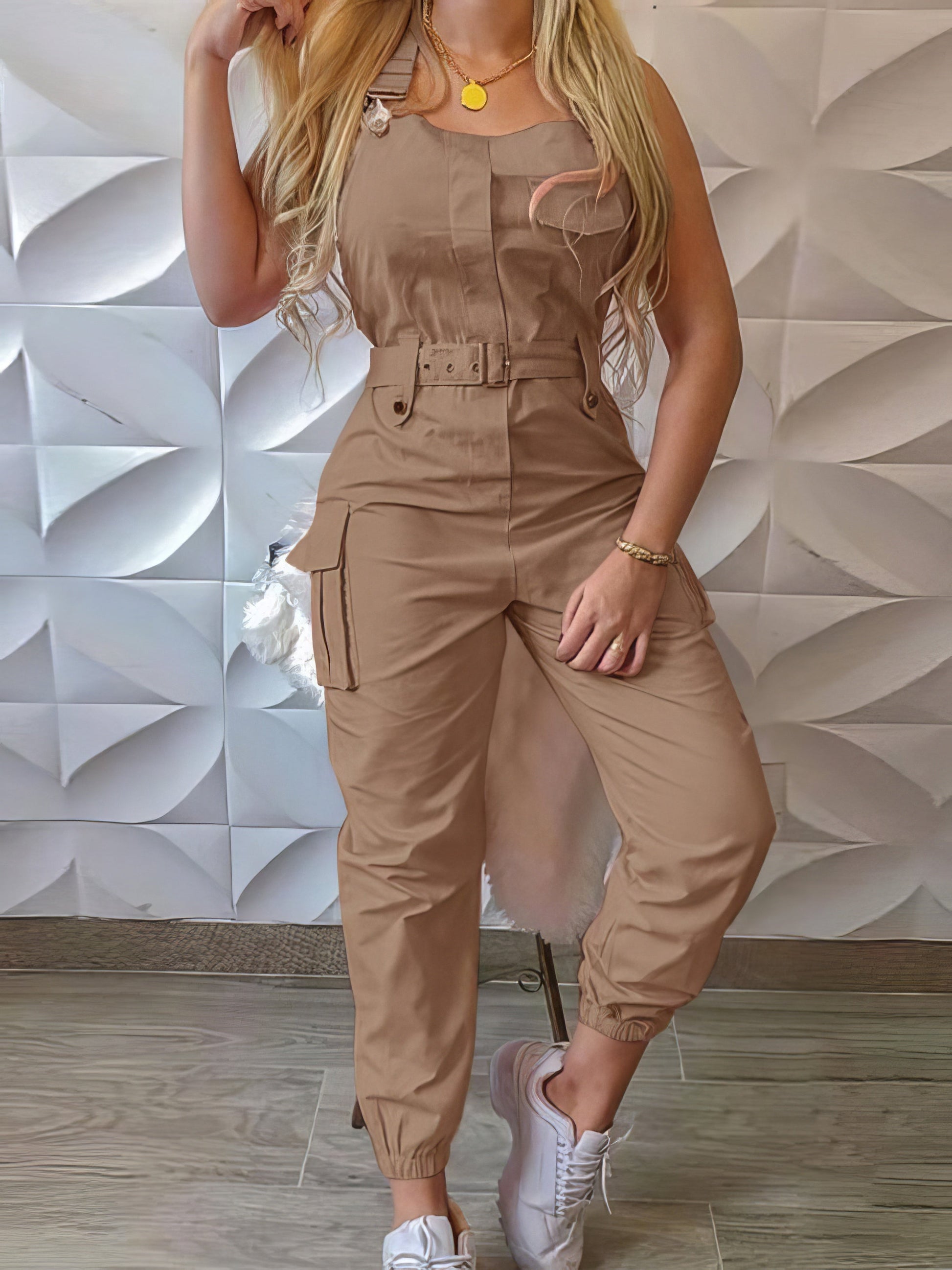 Jumpsuits - Tooling Belt Sleeveless Suspenders Simple Restraint Foot Jumpsuit - MsDressly