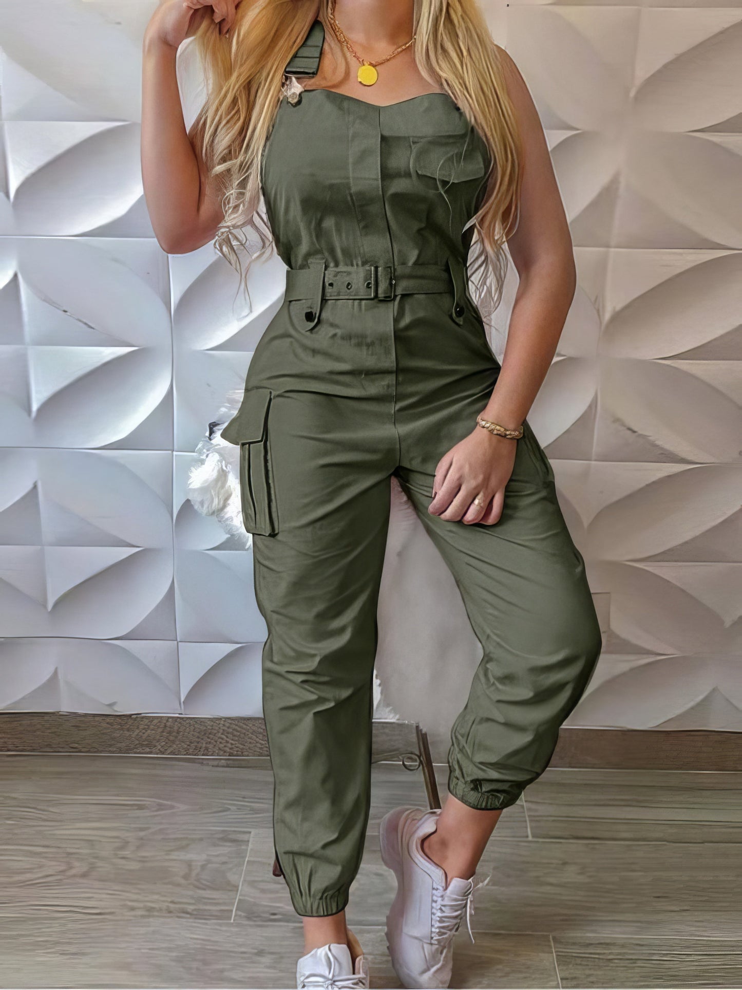 Jumpsuits - Tooling Belt Sleeveless Suspenders Simple Restraint Foot Jumpsuit - MsDressly