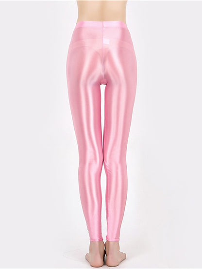 Women's Leggings Faux Leather Plain claret Robin's Egg Blue Active High Waist Ankle-Length Outdoor Yoga Fall Winter