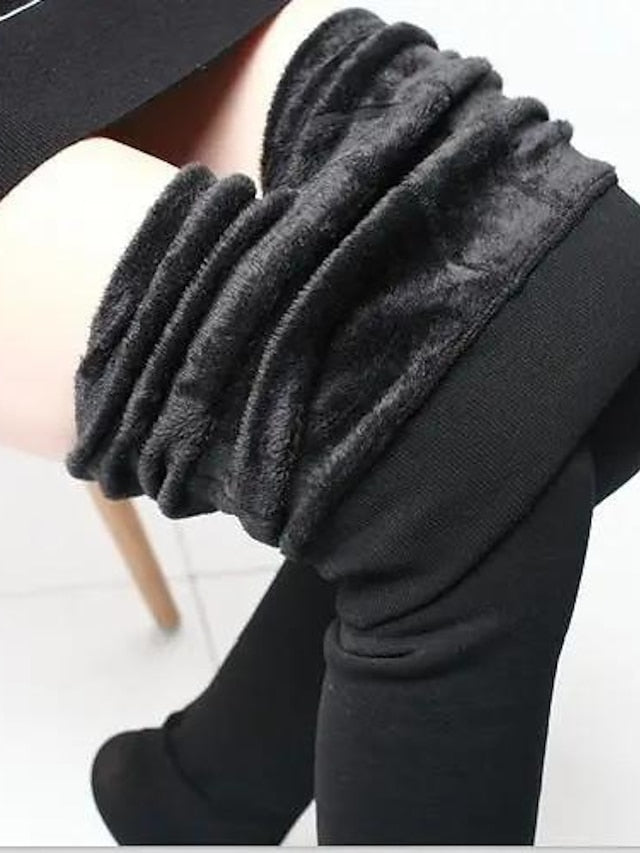 Fleece Lined Leggings Plus Size For Women Winter Thermal Warm High Waist Tummy Control Yoga Bottom Leggings Stirrup Cotton Spandex Sports Activewear - LuckyFash™