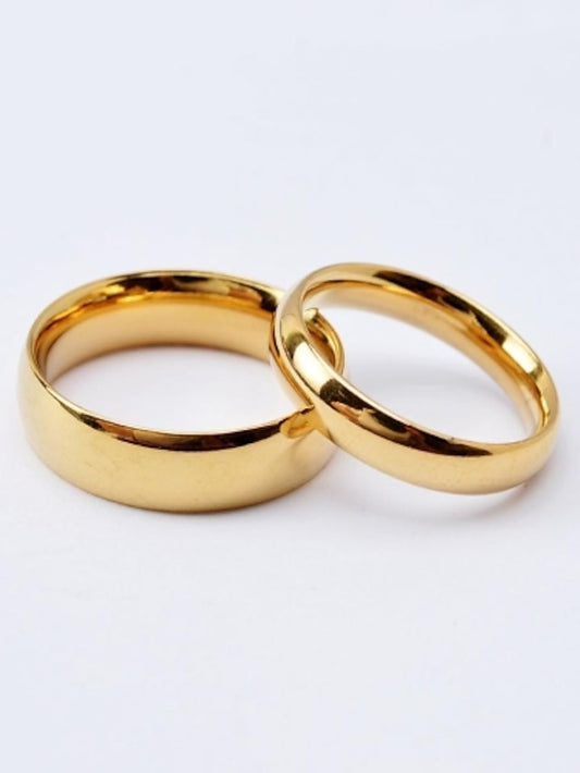 Couple Rings Band Ring For Women's Wedding Anniversary Gift Titanium Steel Gold Plated Classic Love Friendship Gold Black - LuckyFash™