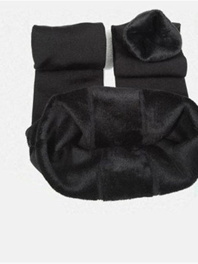 Fleece Lined Leggings For Women Fleece Pants Tights Leggings Fleece lined Green Purple Wine Fashion Casual Daily Stretchy Full Length Tummy Control Solid Colored One-Size - LuckyFash™