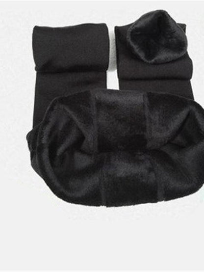 Fleece Lined Leggings For Women Fleece Pants Tights Leggings Fleece lined Green Purple Wine Fashion Casual Daily Stretchy Full Length Tummy Control Solid Colored One-Size - LuckyFash™