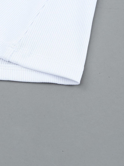 Ivory V-Neck Textured Knit Sleeveless Top