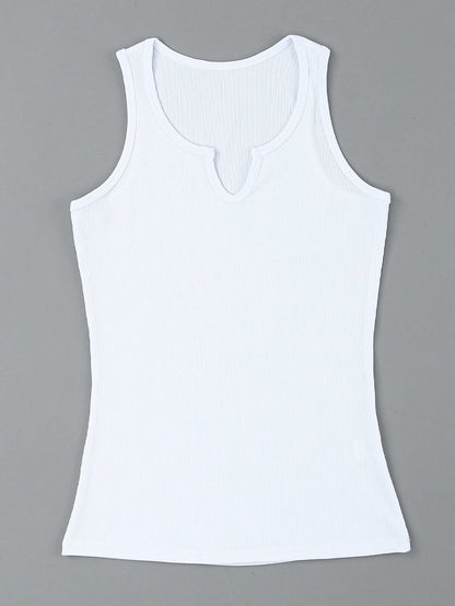 Ivory V-Neck Textured Knit Sleeveless Top