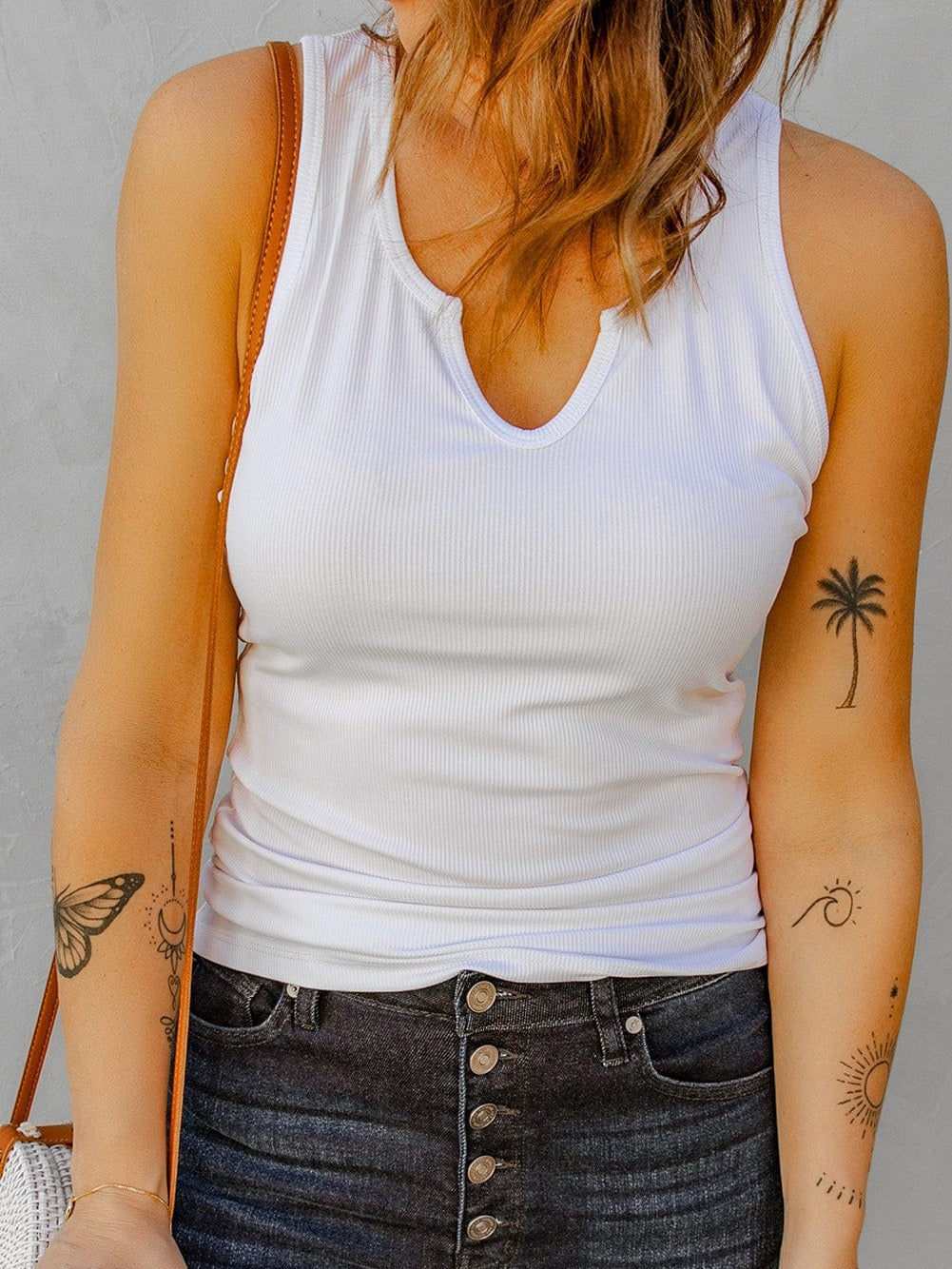 Ivory V-Neck Textured Knit Sleeveless Top