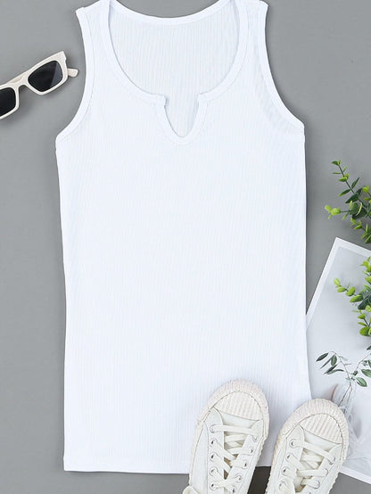 Ivory V-Neck Textured Knit Sleeveless Top