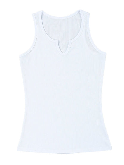 Ivory V-Neck Textured Knit Sleeveless Top