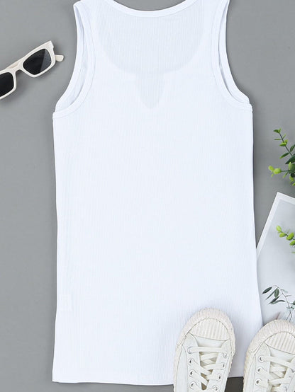 Ivory V-Neck Textured Knit Sleeveless Top