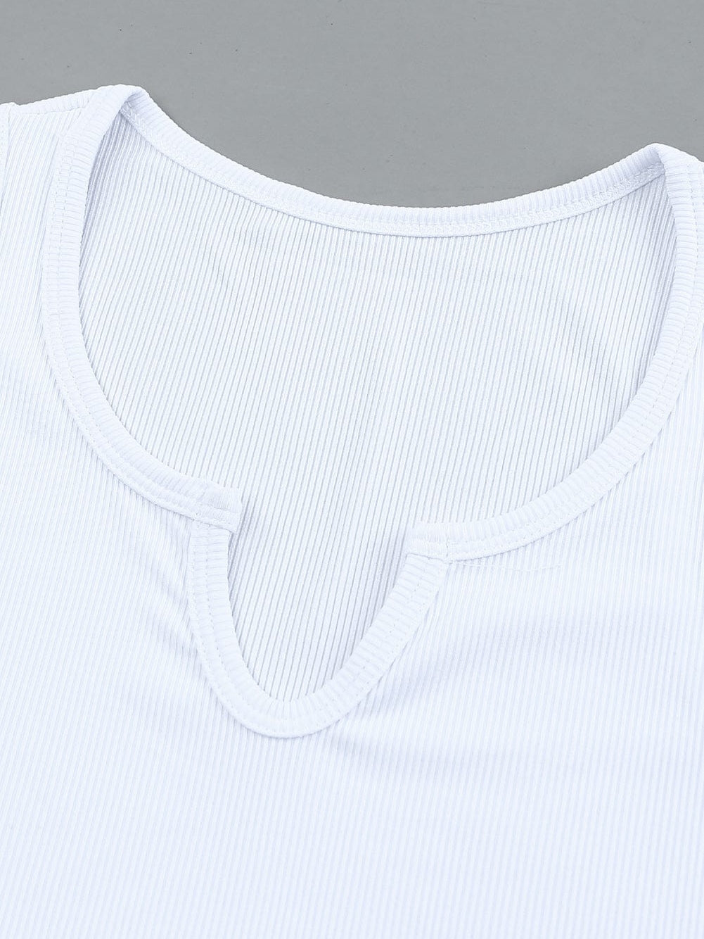 Ivory V-Neck Textured Knit Sleeveless Top