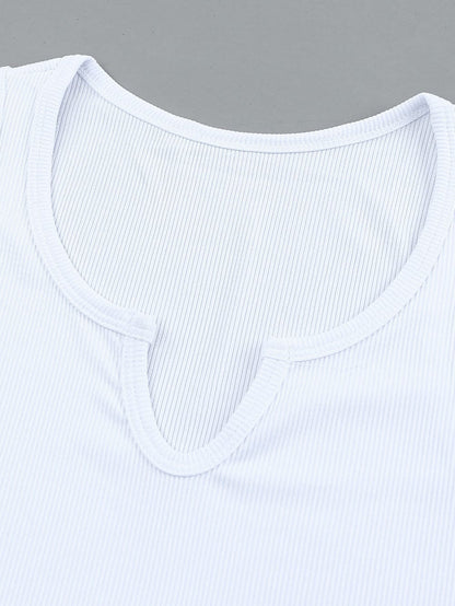 Ivory V-Neck Textured Knit Sleeveless Top