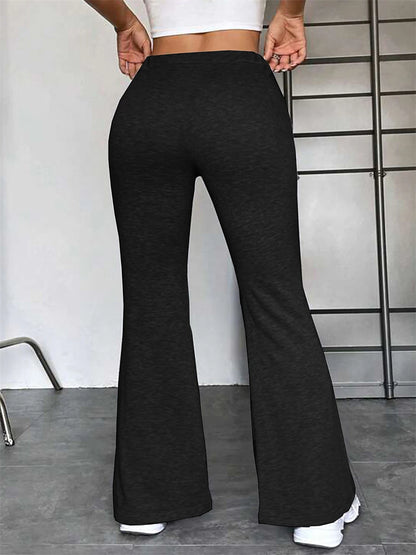 Women's Flare Leggings Polyester Solid Color Black ash-colored Fashion High Waist Full Length Sports & Outdoor Street Fall Winter