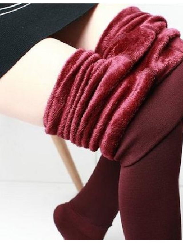 Fleece Lined Leggings Plus Size For Women Winter Thermal Warm High Waist Tummy Control Yoga Bottom Leggings Stirrup Cotton Spandex Sports Activewear - LuckyFash™