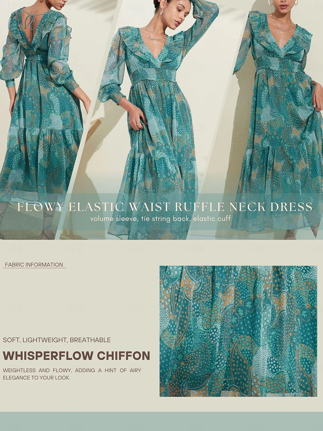 Chiffon V Neck Wedding Guest Dress, Vacation Dress