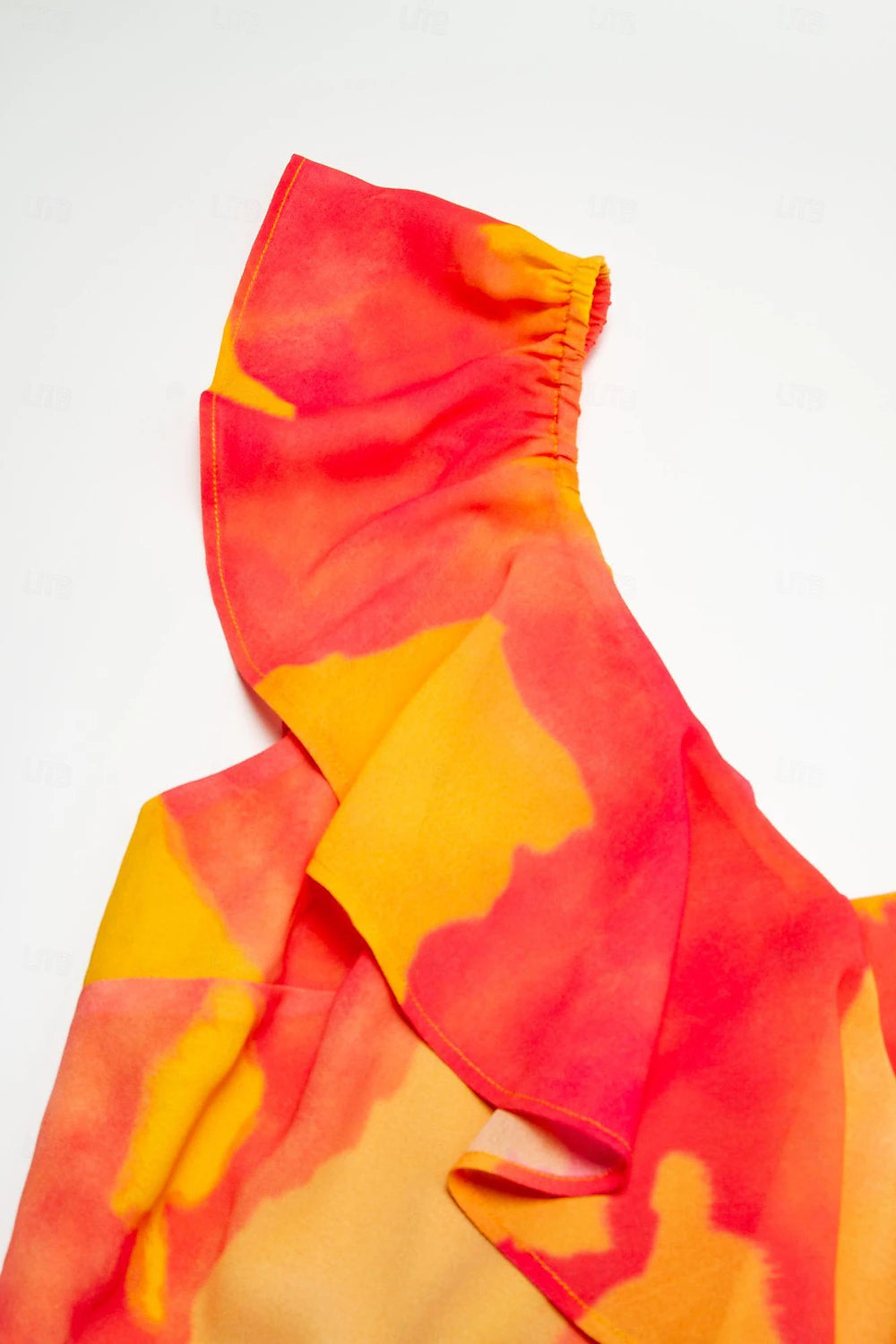 Ruffled Tie-front Asymmetric Chiffon Midi Dress