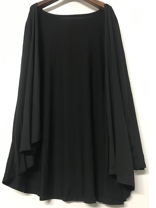 Women's Cardigan Sweater Open Front Ribbed Knit Polyester Oversized Fall Winter Daily Going out Weekend Stylish Casual Soft Long Sleeve Solid Color Black White Navy Blue M L XL