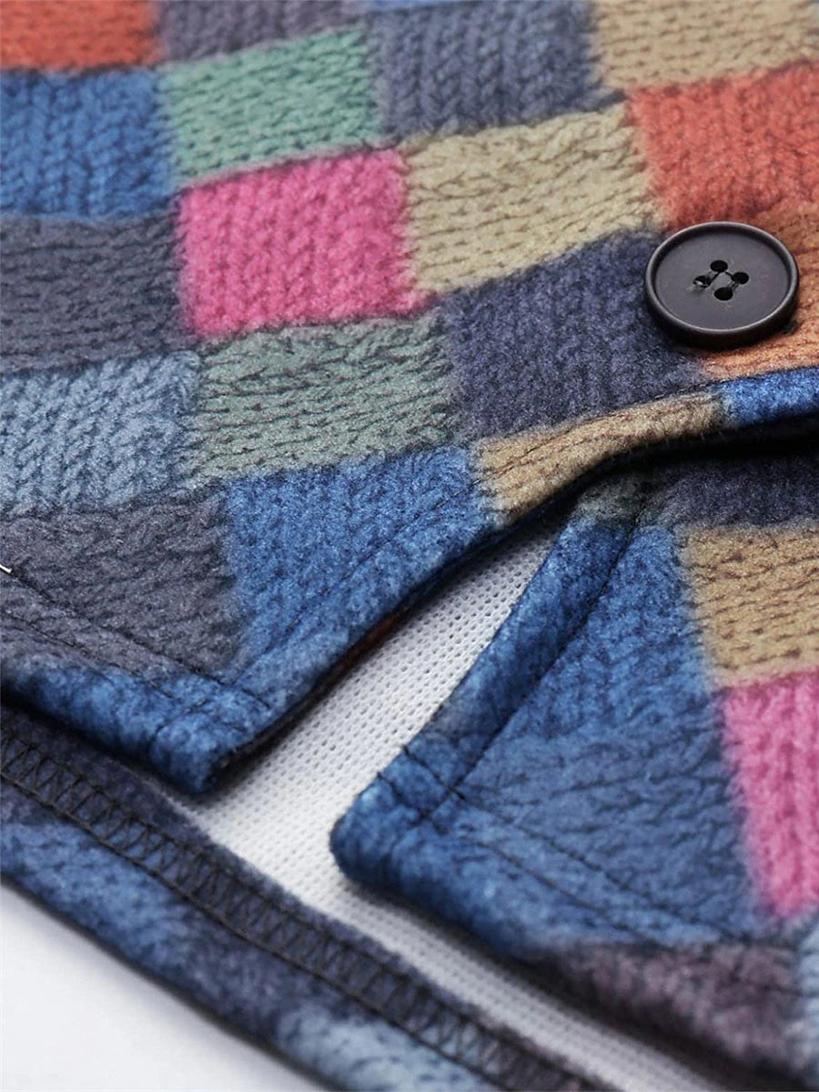 Women's Casual Jacket Street Daily Wear Vacation Fall Winter Regular Coat V Neck Loose Fit Windproof Breathable Stylish Sporty Chic & Modern Jacket Long Sleeve Stripes and Plaid Print Red Blue Green