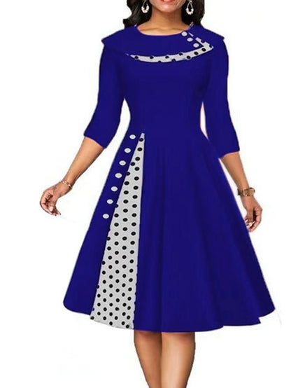 Women's Dress - Casual Dress Swing Dress Knee Length Dress Black Red Navy Blue Half Sleeve Plaid Pocket Summer Spring Crew Neck Elegant Loose Fit 2023 S M L XL XXL
