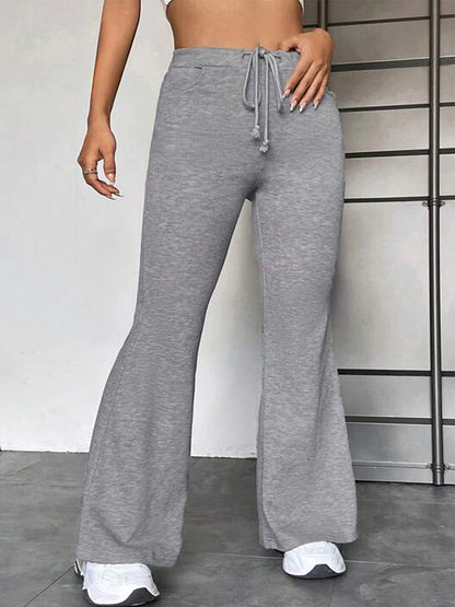 Women's Flare Polyester Plain Grey Black Active High Waist Full Length Outdoor Street Fall Winter