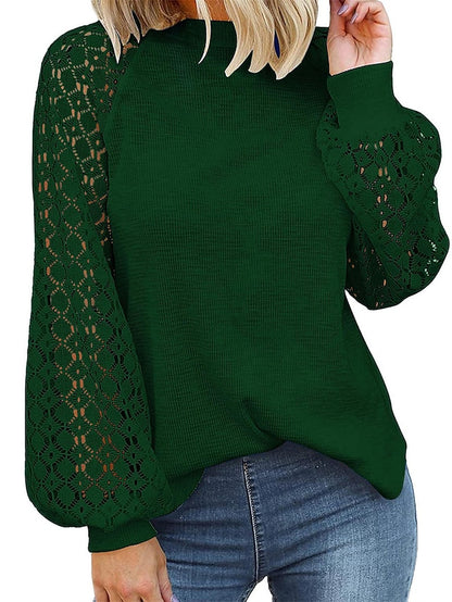 Women's Pullover Sweater Jumper Crew Neck Ribbed Knit Polyester Patchwork Summer Fall Outdoor Daily Going out Stylish Casual Soft Long Sleeve Solid Color Black Pink Navy Blue S M L