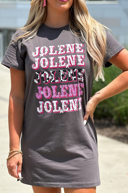 JOLENE Dark Grey Graphic Tunic Tee