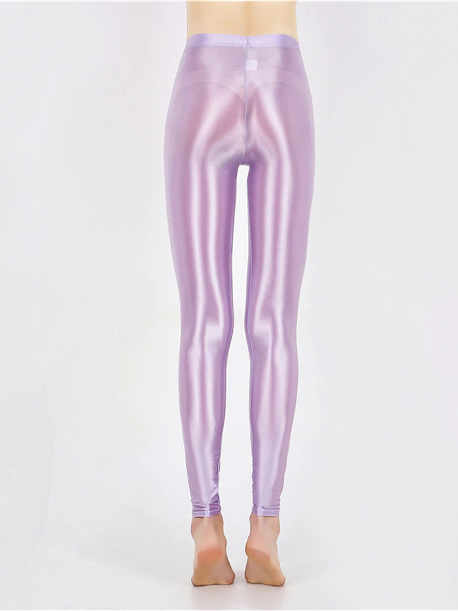 Women's Leggings Faux Leather Plain claret Robin's Egg Blue Active High Waist Ankle-Length Outdoor Yoga Fall Winter