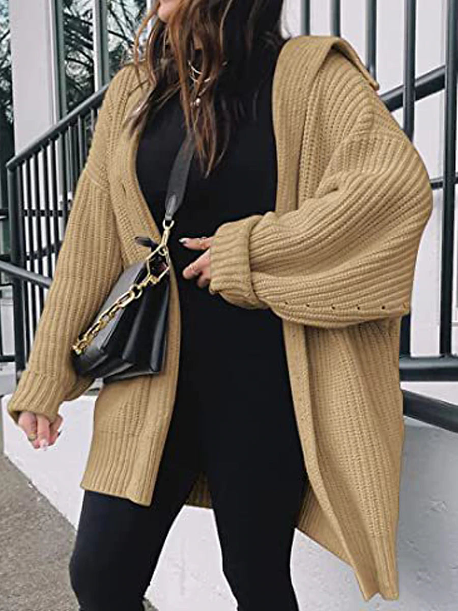 Women's Cardigan Sweater Shirt Collar Ribbed Knit Acrylic Patchwork Button Fall Winter Long Daily Going out Weekend Stylish Casual Soft Long Sleeve Solid Color Black White Yellow S M L
