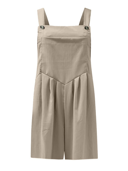 Jumpsuits for Women Summer Overall Pocket Solid Color Square Neck Basic Daily Vacation Regular Fit Sleeveless Black Yellow Pink S M L - LuckyFash™