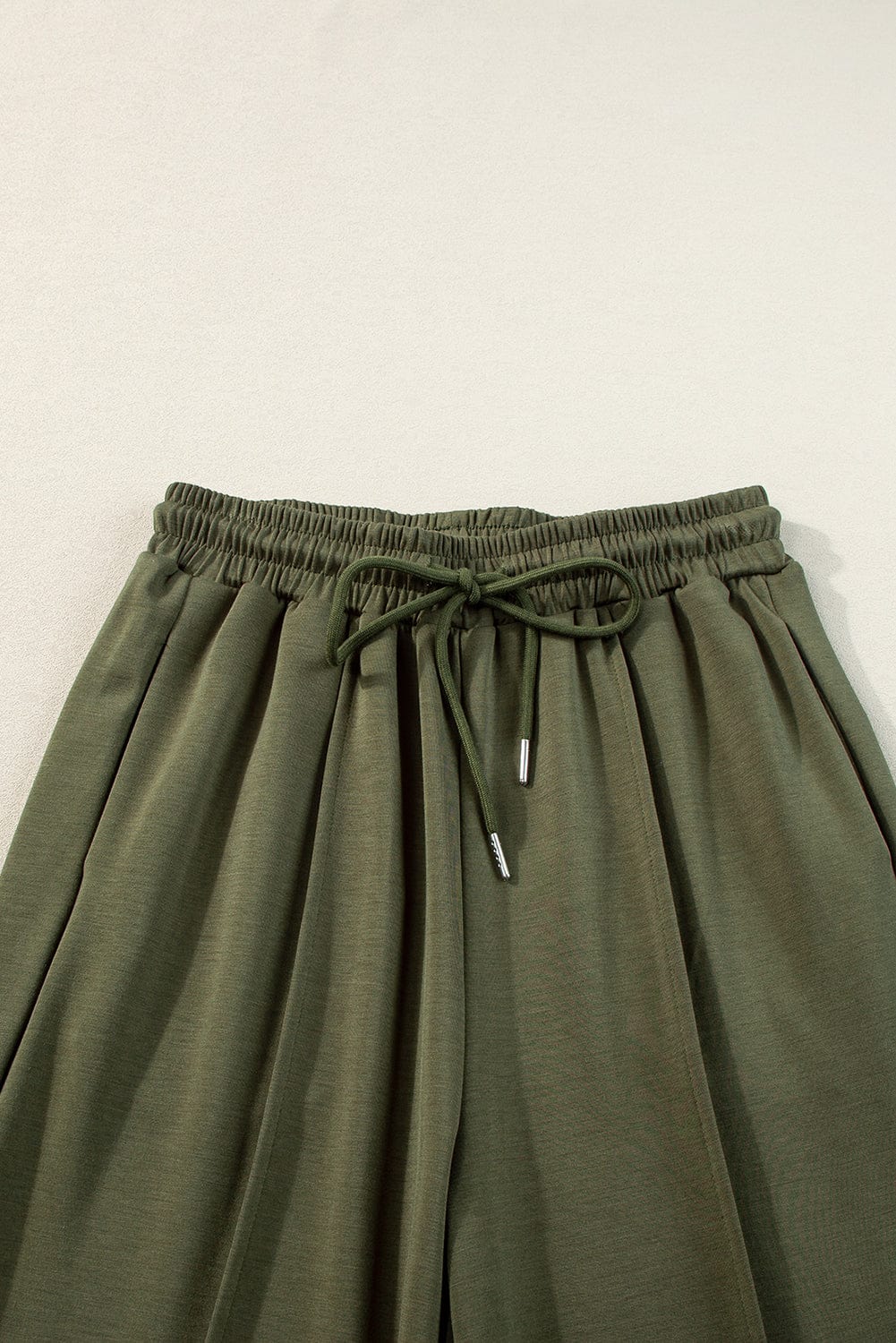 Jungle Green Chic Sleeveless Top and Wide Leg Pants Set