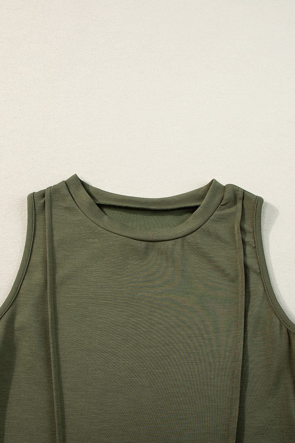 Jungle Green Chic Sleeveless Top and Wide Leg Pants Set