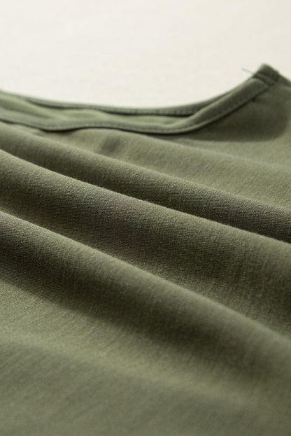 Jungle Green Chic Sleeveless Top and Wide Leg Pants Set