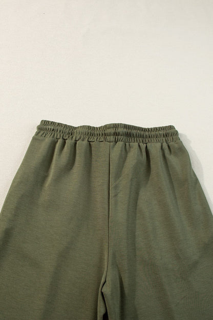 Jungle Green Chic Sleeveless Top and Wide Leg Pants Set