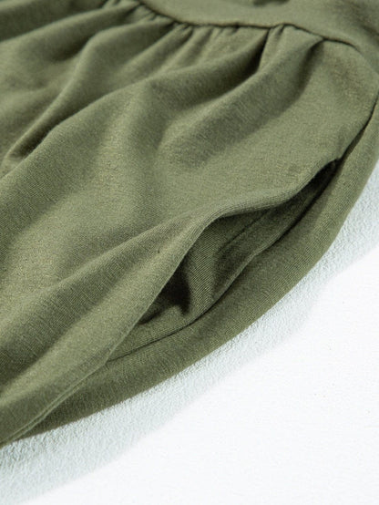 Jungle Green Plunging Neckline Wide Leg Backless Jumpsuit