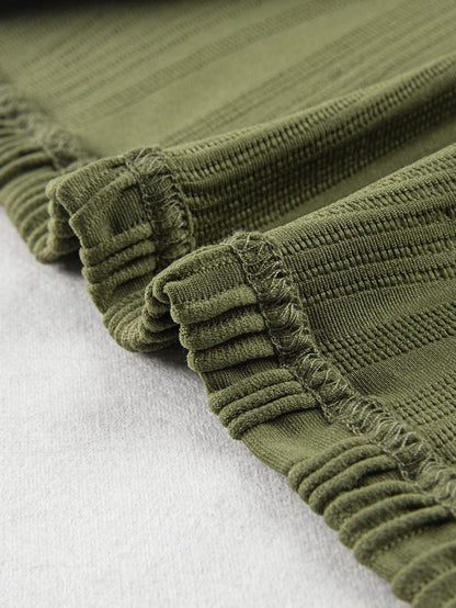 Jungle Green Textured Wave Cap Sleeve Blouse