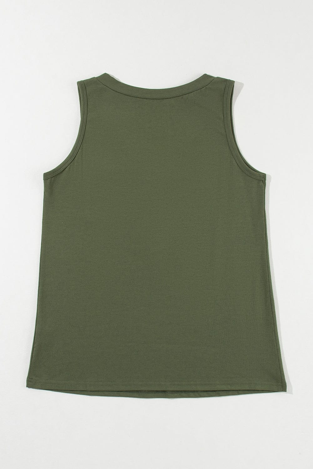 Jungle Green V Neck Sleeveless Tank Top with Patched Pocket