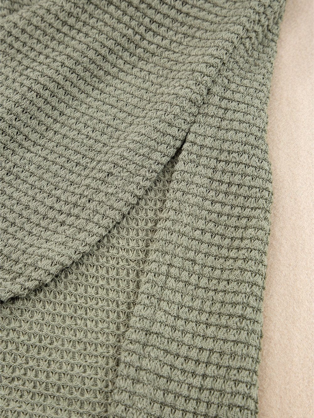 Jungle Green Waffle Knit Batwing Sleeve T-shirt Dress