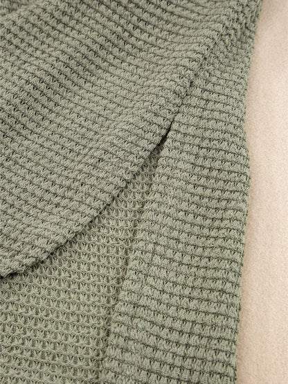 Jungle Green Waffle Knit Batwing Sleeve T-shirt Dress