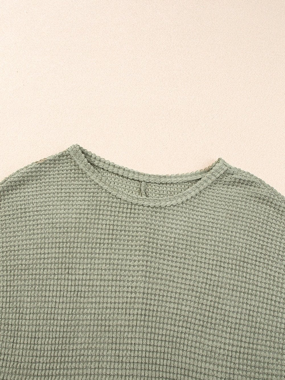 Jungle Green Waffle Knit Batwing Sleeve T-shirt Dress