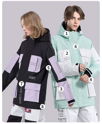 Men's Women's Ski Jacket Outdoor Winter Thermal Warm Reflective Waterproof Windproof Jacket for Snowboarding Ski Winter Sports