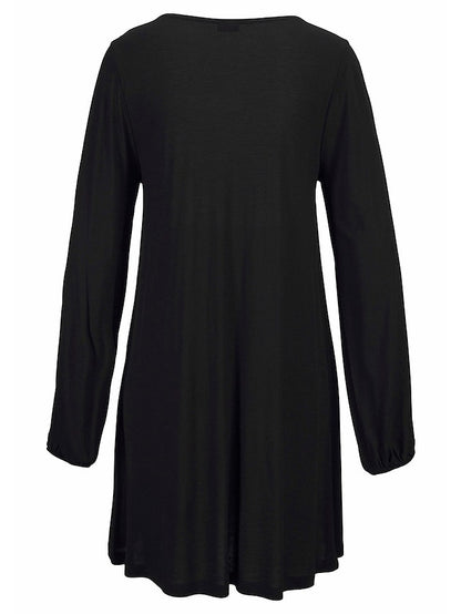 Women's Dress - White Dress Sundress Mini Dress Black White Pink Long Sleeve Pure Color Summer Spring Crew Neck Hot Winter Dress Fall Dress 2023 S M L XL XXL