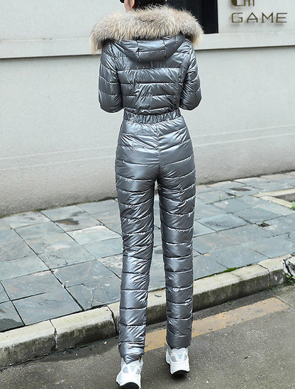 Women's Jumpsuit Ski Suit Outdoor Winter Thermal Warm Windproof Detachable Hood Windbreaker Snow Suit for Skiing Camping / Hiking Snowboarding Ski