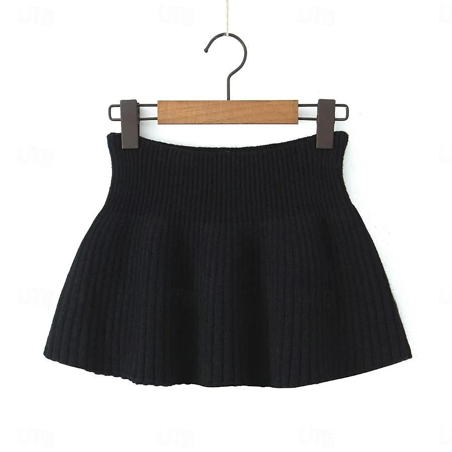 Set with Cropped Turtleneck Sweater Knitted Mini Skirt 2 PCS Sexy Cute Y2K Casual Daily Outfits