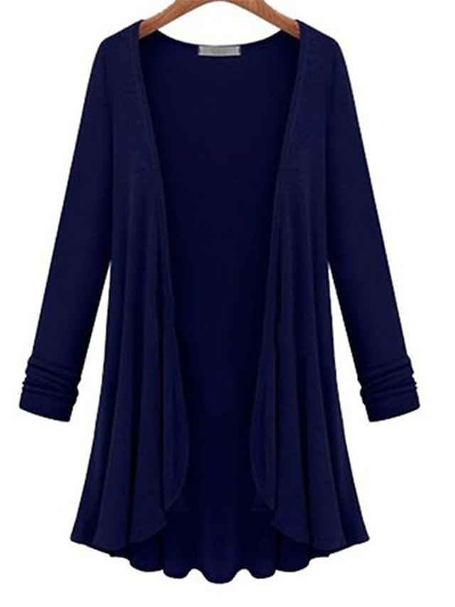 Women's Cardigan Sweater Open Front Ribbed Knit Polyester Oversized Fall Winter Daily Going out Weekend Stylish Casual Soft Long Sleeve Solid Color Black White Navy Blue M L XL