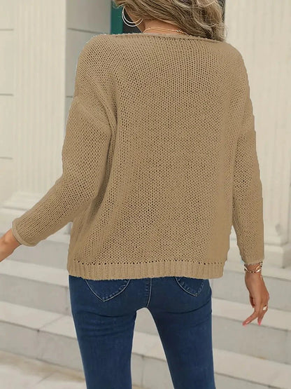 Women's Fluffy Mohair Chunky Knit Sweater Lantern Sleeve Loose Pullover Sweater Jumper Pure Color Crew Neck Stylish Casual Outdoor Daily Spring Pink Khaki S M L