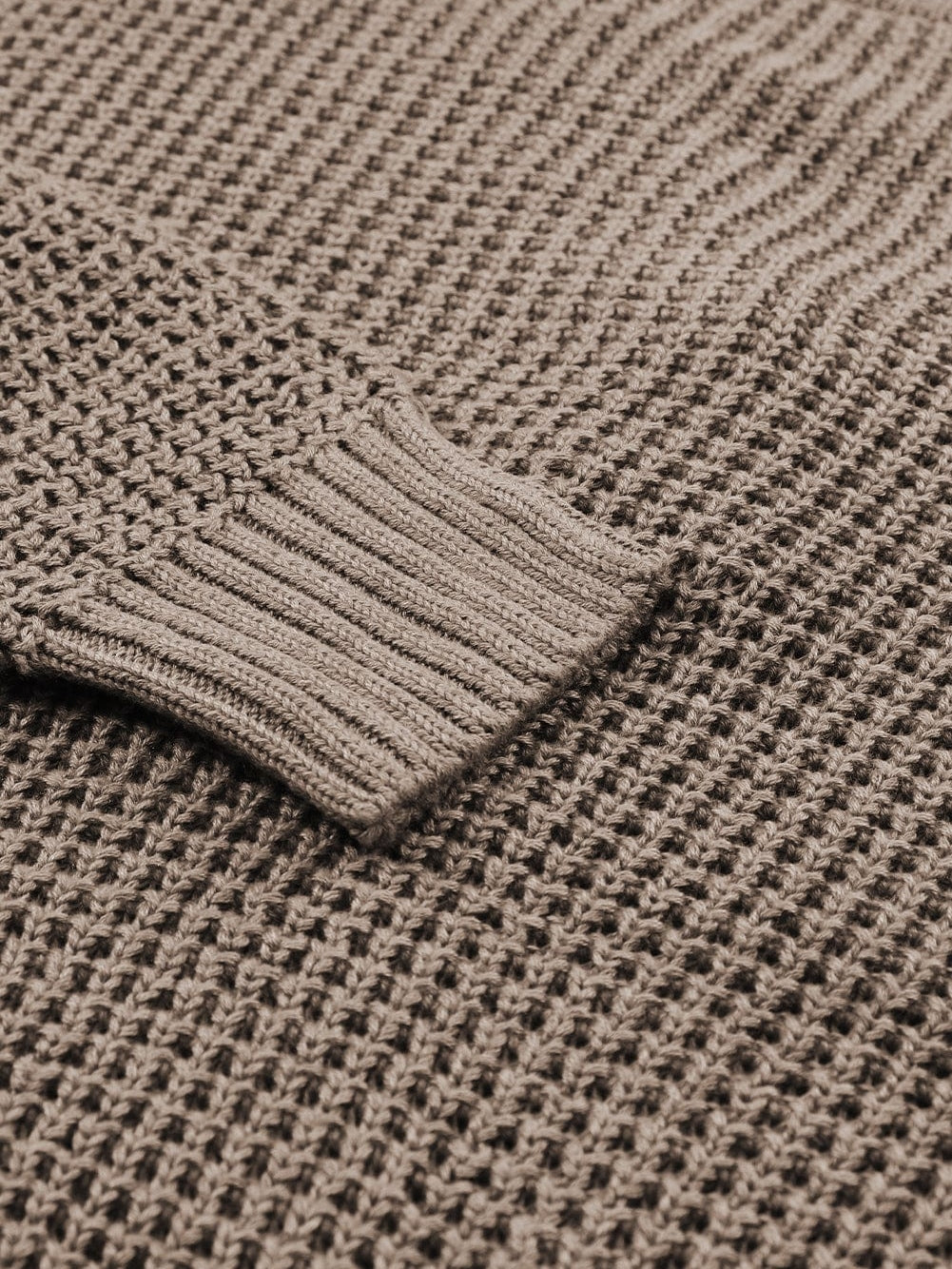 Khaki Buttoned V Neck Drop Shoulder Knit Sweater